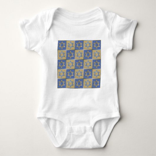Judaica Star van David Metal Gold Blue Romper (Voorkant)