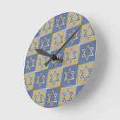 Judaica Star van David Metal Gold Blue Ronde Klok (Hoek)