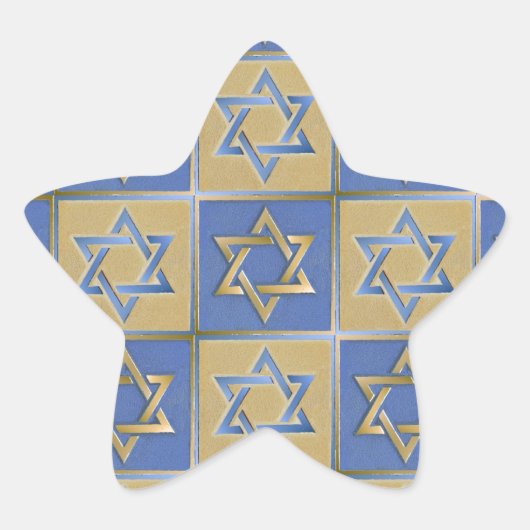 Judaica Star van David Metal Gold Blue Ster Sticker (Voorkant)
