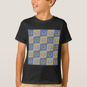 Judaica Star van David Metal Gold Blue T-shirt