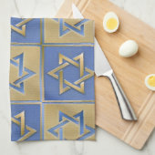 Judaica Star van David Metal Gold Blue Theedoek (Quarter Fold)