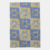 Judaica Star van David Metal Gold Blue Theedoek (Verticaal)