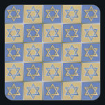 Judaica Star van David Metal Gold Blue Vierkante Sticker<br><div class="desc">Je bekijkt het Lee Hiller Design Collectie. Apparel,  Gifts & Collectibles Lee Hiller Photography of Digital Art Collectie. Je kunt haar Natuur fotografie uitzichten op http://HikeOurPlanet.com/ en haar wandelende blog volgen in Hot Springs National Park.</div>