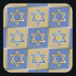 Judaica Star van David Metal Gold Blue Vierkante Sticker<br><div class="desc">Je bekijkt het Lee Hiller Design Collectie. Apparel,  Gifts & Collectibles Lee Hiller Photography of Digital Art Collectie. Je kunt haar Natuur fotografie uitzichten op http://HikeOurPlanet.com/ en haar wandelende blog volgen in Hot Springs National Park.</div>