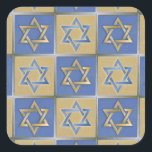 Judaica Star van David Metal Gold Blue Vierkante Sticker<br><div class="desc">Je bekijkt het Lee Hiller Design Collectie. Apparel,  Gifts & Collectibles Lee Hiller Photography of Digital Art Collectie. Je kunt haar Natuur fotografie uitzichten op http://HikeOurPlanet.com/ en haar wandelende blog volgen in Hot Springs National Park.</div>