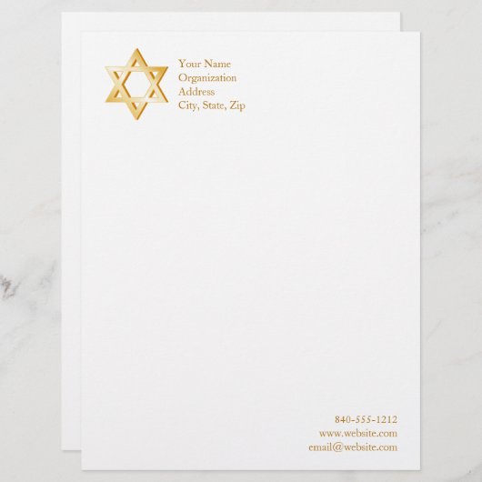 Judaïssymbool Briefhoofd Ontwerp (Voorkant / Achterkant)