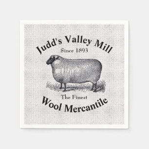 Judd's Valley Wool Mercantile Vintage Schapenbeeld Servet