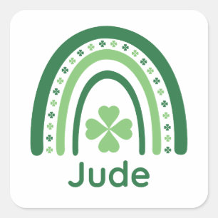 Jude Name Clover Boho Rainbow Vierkante Sticker