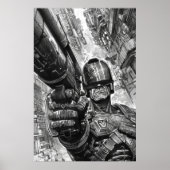 Judge Dredd met Shotgun - Retro Sci-Fi Poster (Voorkant)
