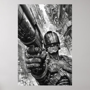 Judge Dredd met Shotgun - Retro Sci-Fi Poster