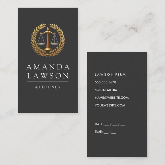 Judge Scales | advocatenrecht | rechtbank Afsprakenkaartje (Voorkant / Achterkant)