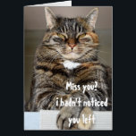 Judgement Cat Missing You Funny Humor Greeting<br><div class="desc">Dit wenskaart kan worden gepersonaliseerd door de aanpassingsknoop te klikken en uw eigen tekst toe te voegen. Neem contact met me op colorflowcreations@gmail.com als je dit ontwerp op een ander product wilt gebruiken. Koop mijn oorspronkelijke abstracte acrylschilderij te koop op www.etsy.com/shop/colorflowart. Zie meer van mijn creaties of volg me op...</div>