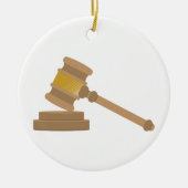 Judges Gavel Keramisch Ornament (Voorkant)