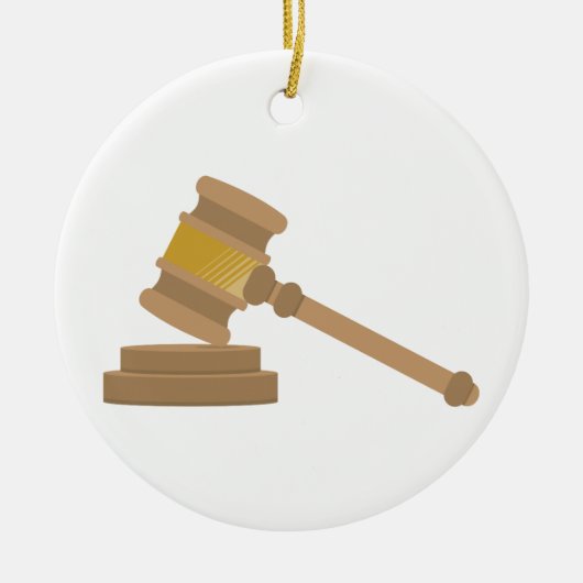 Judges Gavel Keramisch Ornament (Voorkant)