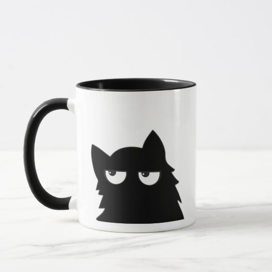 Judging Black Cat Funny Minimal Cat Design Mok (Links)