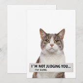 Judging Cat Sarcastic Quote Minimal Art Feestdagenkaart (Voorkant / Achterkant)