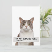 Judging Cat Sarcastic Quote Minimal Art Feestdagenkaart (Staand voorkant)