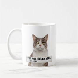 Judging Cat Sarcastic Quote Minimal Art Koffiemok