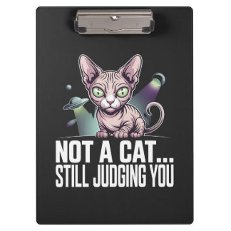 Judging Sphynx Cat UFO Alien Sarcastic Art Klembord