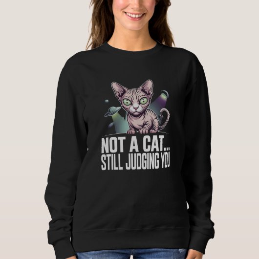 Judging Sphynx Cat UFO Alien Sarcastic Art Trui (Voorkant)