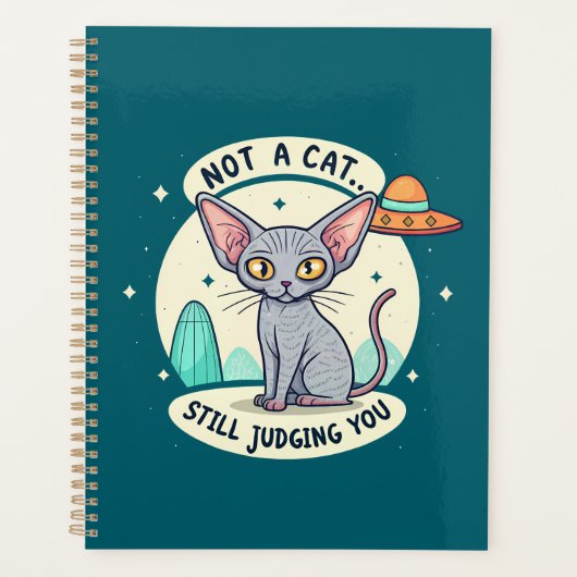 Judging Sphynx Cat UFO Sarcastic Cartoon Art Planner (Voorkant)