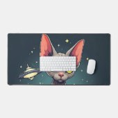 Judging Sphynx Cat UFO Space Cartoon Art Bureaumat (Keyboard & Muis)