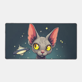 Judging Sphynx Cat UFO Space Cartoon Art Bureaumat