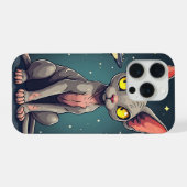 Judging Sphynx Cat UFO Space Cartoon Art iPhone Hoesje (Achterkant horizontaal)