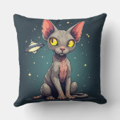 Judging Sphynx Cat UFO Space Cartoon Art Kussen (Achterkant)