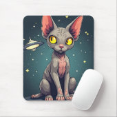 Judging Sphynx Cat UFO Space Cartoon Art Muismat (Met muis)