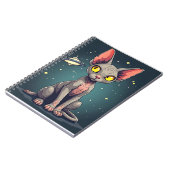 Judging Sphynx Cat UFO Space Cartoon Art Notitieboek (Linkerzijde)
