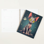 Judging Sphynx Cat UFO Space Cartoon Art Planner (Display)