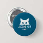 Judging You Silently - Funny Cat  Ronde Button 5,7 Cm (Voorkant /achterkant)
