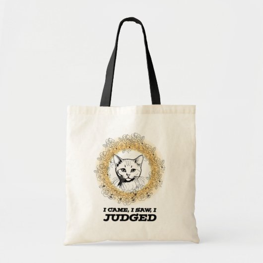 Judgy Cat Floral Design – I Came I Saw I Judged Tote Bag (Voorkant)