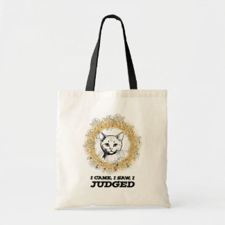 Judgy Cat Floral Design – I Came I Saw I Judged Tote Bag