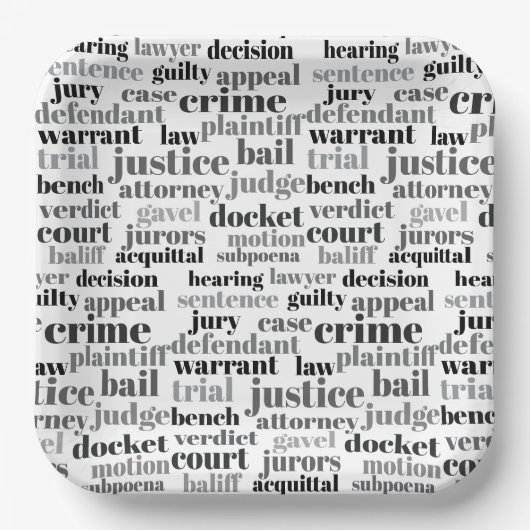 Judicial Legal Terns Word Cloud Design Papieren Bordje (Voorkant)