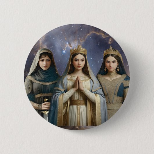 Judith, Esther & Blessed Virgin Mary Button Pin (Voorkant)