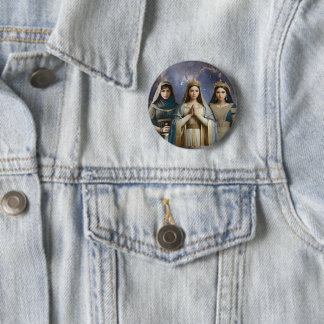 Judith, Esther & Heilige Maagd Maria Knop Speld Ronde Button 5,7 Cm