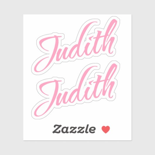Judith Naam in Roze x2 Sticker (Vel)