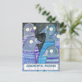 Judmentale duiven in Sweaters Whimsical Bird Art Briefkaart (Staand voorkant)