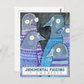 Judmentale duiven in Sweaters Whimsical Bird Art Briefkaart (Voorkant / Achterkant)
