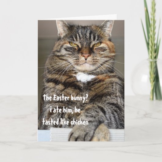 Judmentale Humor Cat Ate Easter Bunny Funny Feestdagen Kaart (Voorkant)