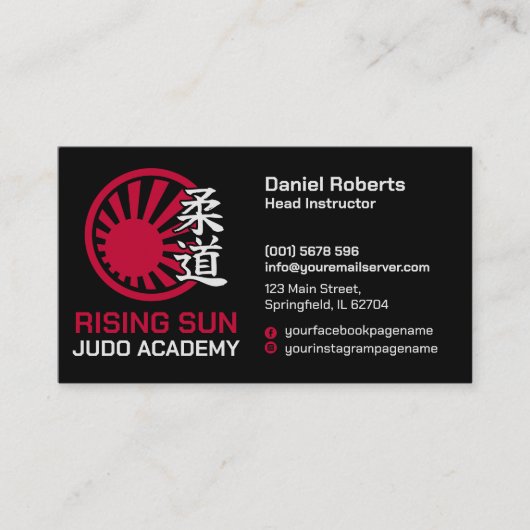 Judo academy instructor - Kanji and rising sun Visitekaartje (Voorkant)