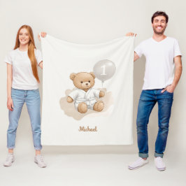 Judo Bear’s First Belt" – 1st Birthday White Belt Fleece Deken