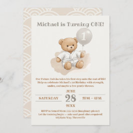 "Judo Bear’s First Belt" – 1st Birthday White Belt Kaart