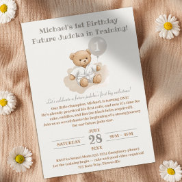 Judo Bear’s First Belt" – 1st Birthday White Belt Kaart