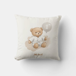Judo Bear’s First Belt" – 1st Birthday White Belt Kussen