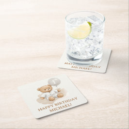  "Judo Bear’s First Belt" – 1st Birthday White  Kartonnen Onderzetters