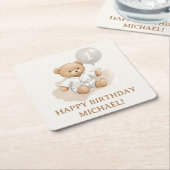  "Judo Bear’s First Belt" – 1st Birthday White  Kartonnen Onderzetters (Schuin)