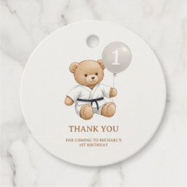 Judo Bear Turns One" – 1st Birthday 【Black-belt】 Bedankjes Labels